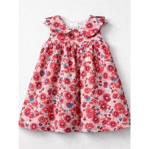Jacadi Paris red cotton floral petal collar dress size 12 months